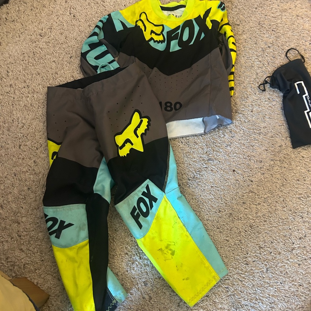 Fox Kids Racing Pants - Black, Yellow, Blue